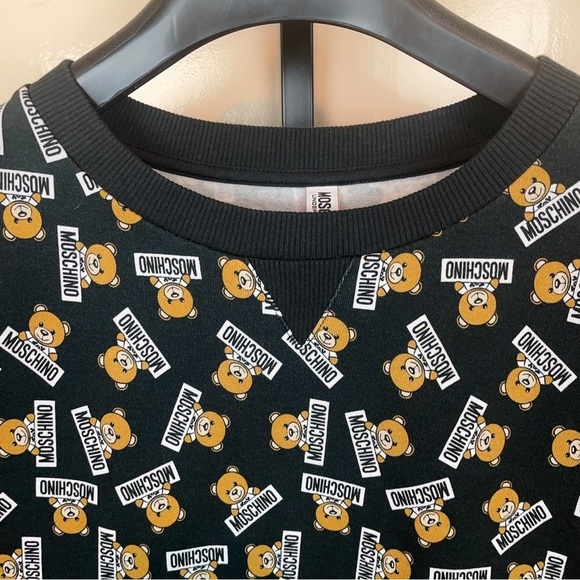 Authentic Moschino Allover Bear Print Sweatshirt Mini Dress - Picture 4 of 14